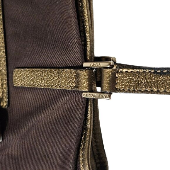 Anya Hindmarch -RARE- WHAM Brown Canvas & Metallic Bronze Leather Tote Bag VGUC - Picture 7 of 12